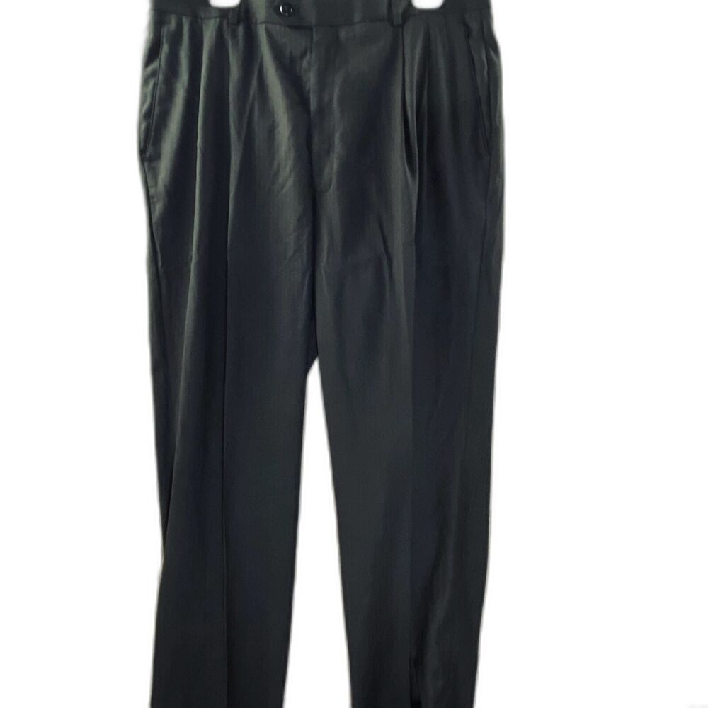 Louis Raphael Dress Pants Men's 34x32 Black Pleated Front Casual Slacks Trousers